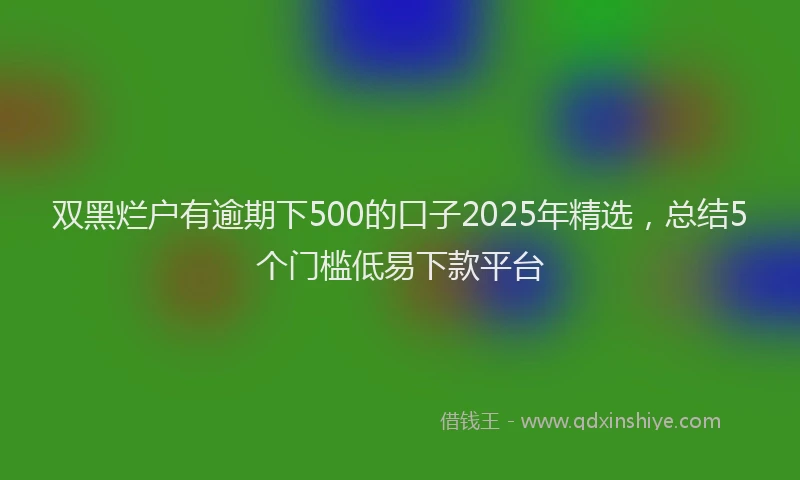 双黑烂户有逾期下500的口子2025年精选，总结5个门槛低易下款平台