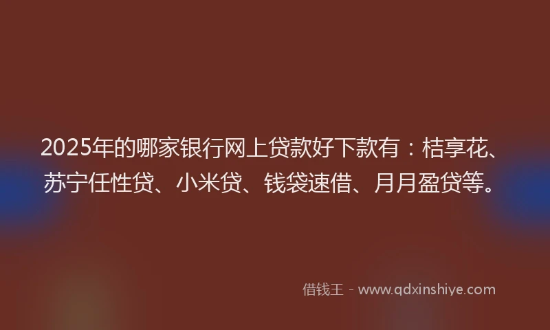 2025年的哪家银行网上贷款好下款有：桔享花、苏宁任性贷、小米贷、钱袋速借、月月盈贷等。