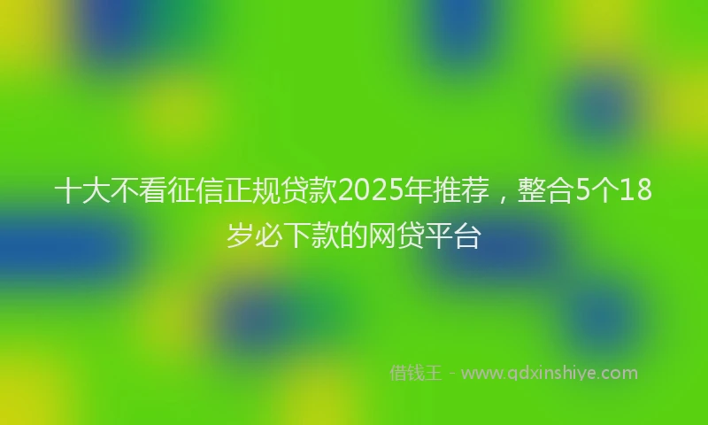 十大不看征信正规贷款2025年推荐，整合5个18岁必下款的网贷平台