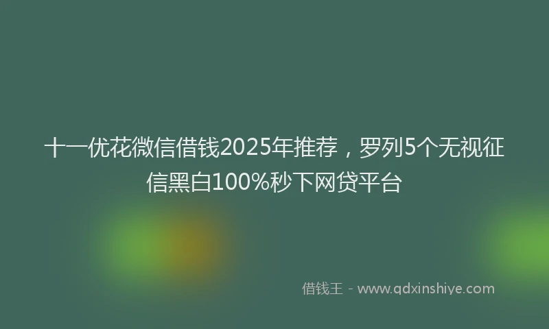 十一优花微信借钱2025年推荐，罗列5个无视征信黑白100%秒下网贷平台