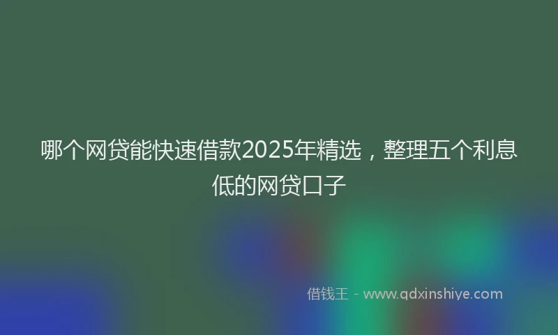 哪个网贷能快速借款2025年精选，整理五个利息低的网贷口子