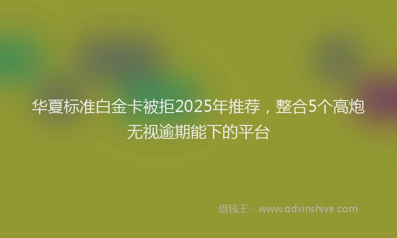 华夏标准白金卡被拒2025年推荐，整合5个高炮无视逾期能下的平台