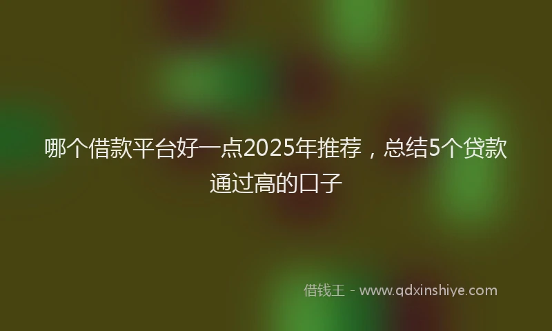哪个借款平台好一点2025年推荐，总结5个贷款通过高的口子