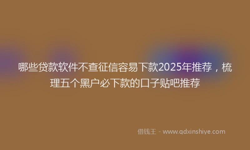 哪些贷款软件不查征信容易下款2025年推荐，梳理五个黑户必下款的口子贴吧推荐