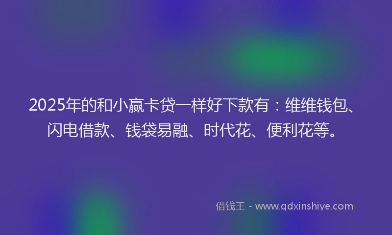 2025年的和小赢卡贷一样好下款有：维维钱包、闪电借款、钱袋易融、时代花、便利花等。