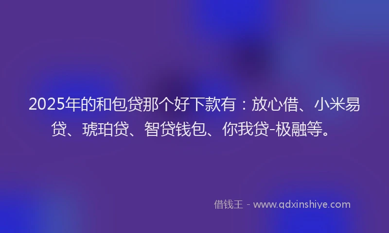 2025年的和包贷那个好下款有：放心借、小米易贷、琥珀贷、智贷钱包、你我贷-极融等。