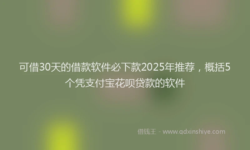 可借30天的借款软件必下款2025年推荐，概括5个凭支付宝花呗贷款的软件
