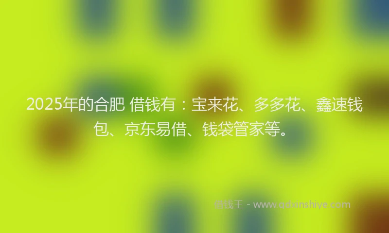 2025年的合肥 借钱有：宝来花、多多花、鑫速钱包、京东易借、钱袋管家等。