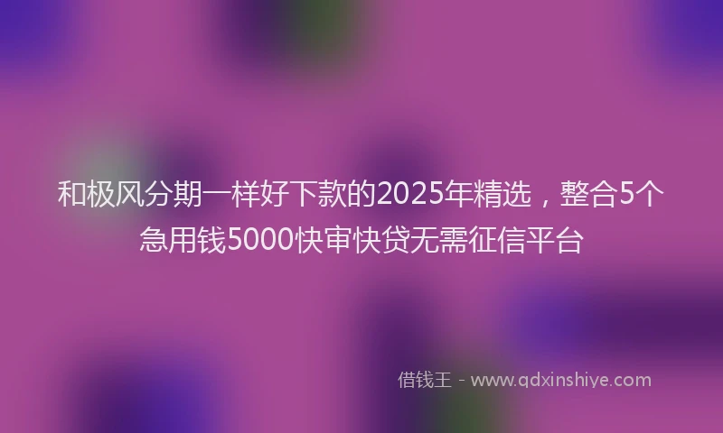 和极风分期一样好下款的2025年精选，整合5个急用钱5000快审快贷无需征信平台