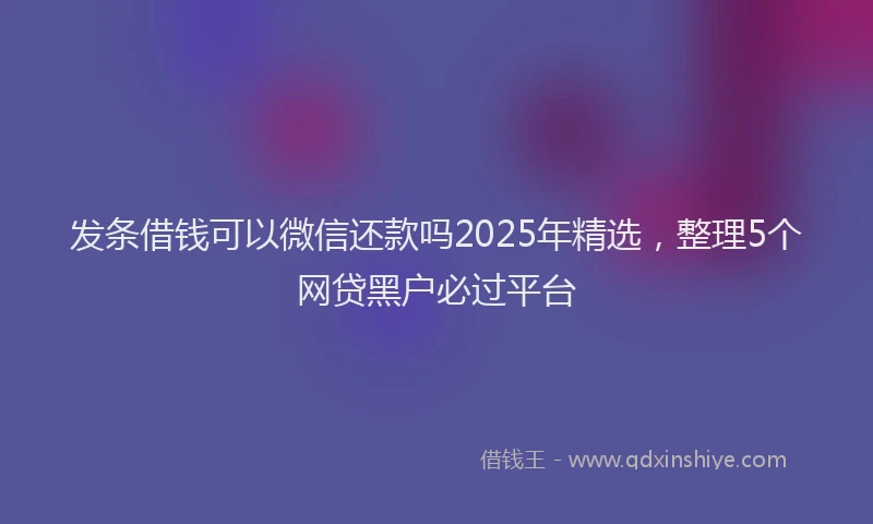 发条借钱可以微信还款吗2025年精选，整理5个网贷黑户必过平台