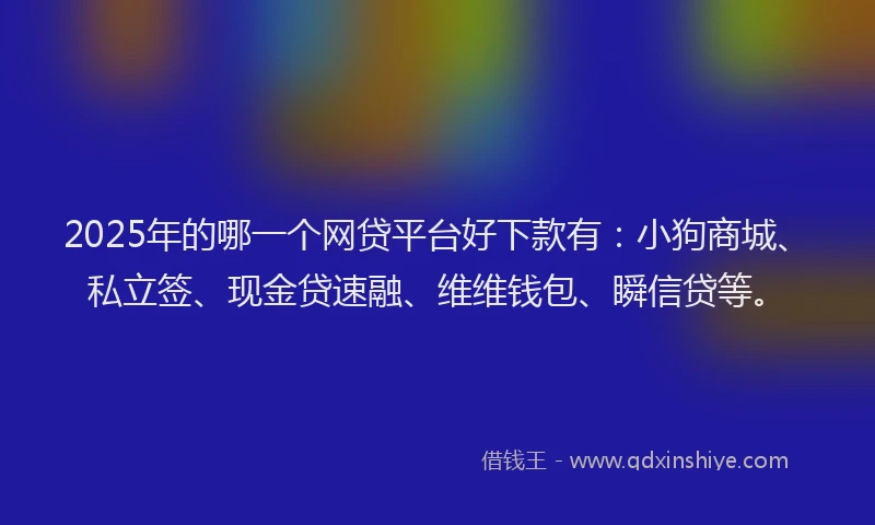 2025年的哪一个网贷平台好下款有：小狗商城、私立签、现金贷速融、维维钱包、瞬信贷等。