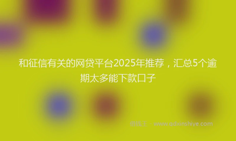 和征信有关的网贷平台2025年推荐，汇总5个逾期太多能下款口子