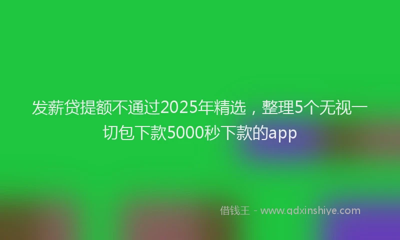 发薪贷提额不通过2025年精选，整理5个无视一切包下款5000秒下款的app