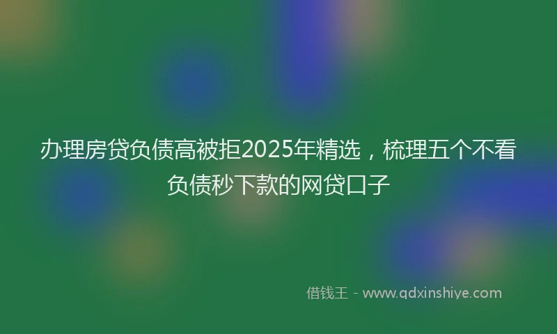办理房贷负债高被拒2025年精选，梳理五个不看负债秒下款的网贷口子
