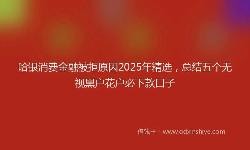 哈银消费金融被拒原因2025年精选，总结五个无视黑户花户必下款口子