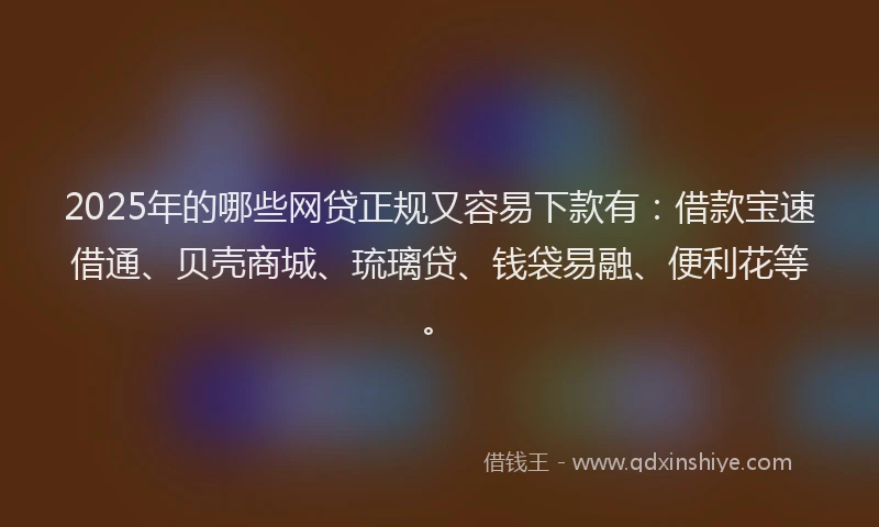 2025年的哪些网贷正规又容易下款有：借款宝速借通、贝壳商城、琉璃贷、钱袋易融、便利花等。
