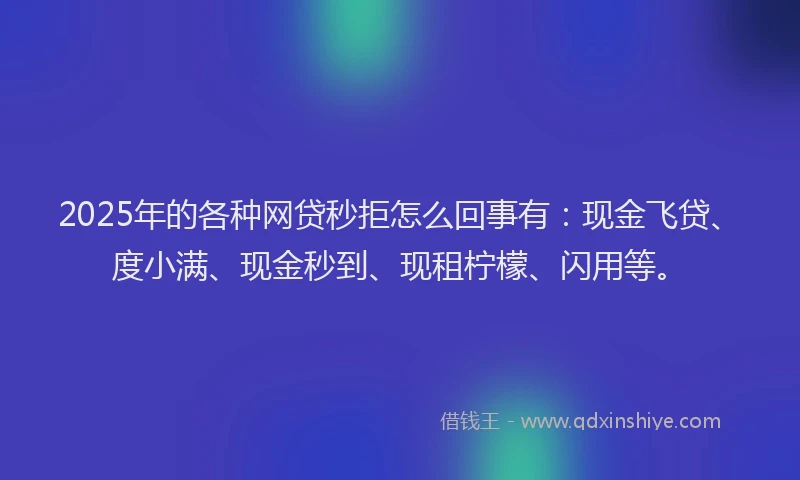 2025年的各种网贷秒拒怎么回事有：现金飞贷、度小满、现金秒到、现租柠檬、闪用等。