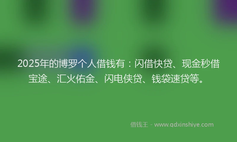2025年的博罗个人借钱有：闪借快贷、现金秒借宝途、汇火佑金、闪电侠贷、钱袋速贷等。
