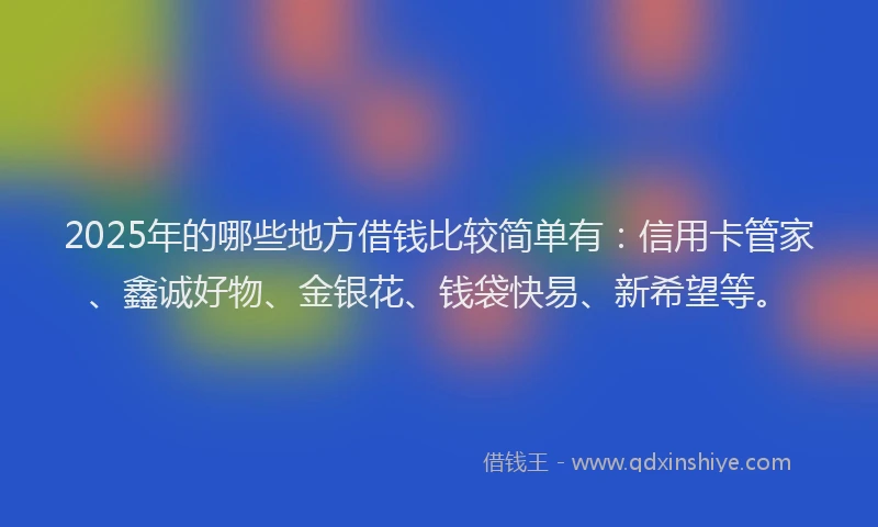 2025年的哪些地方借钱比较简单有：信用卡管家、鑫诚好物、金银花、钱袋快易、新希望等。