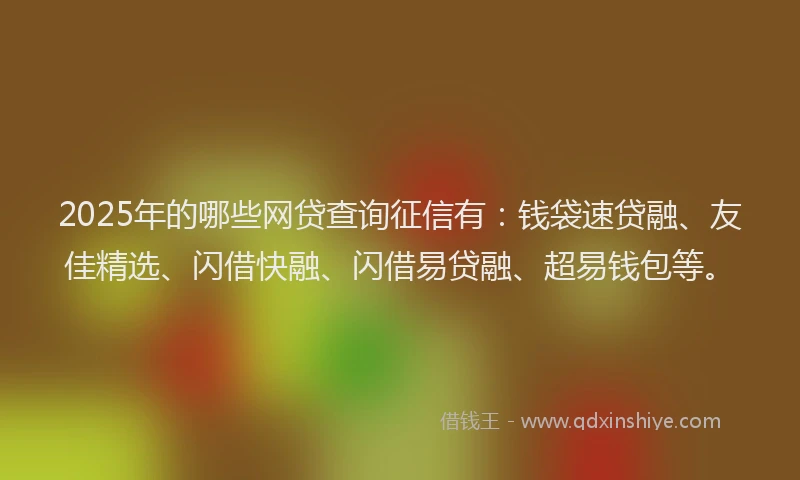 2025年的哪些网贷查询征信有：钱袋速贷融、友佳精选、闪借快融、闪借易贷融、超易钱包等。