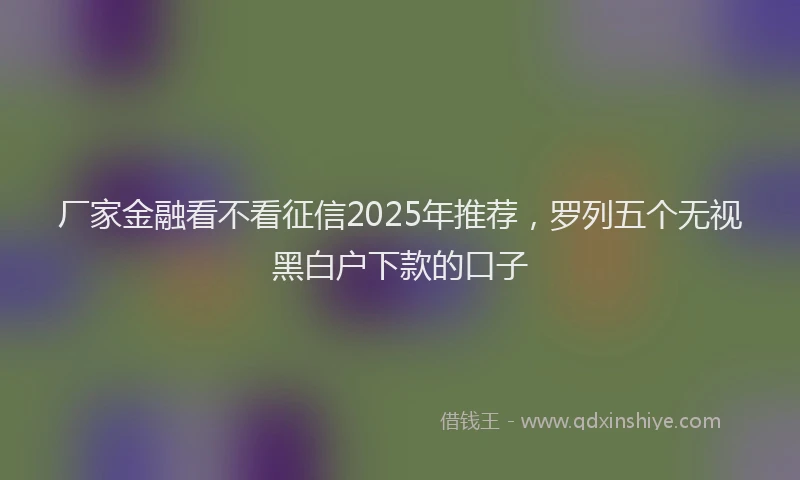 厂家金融看不看征信2025年推荐，罗列五个无视黑白户下款的口子