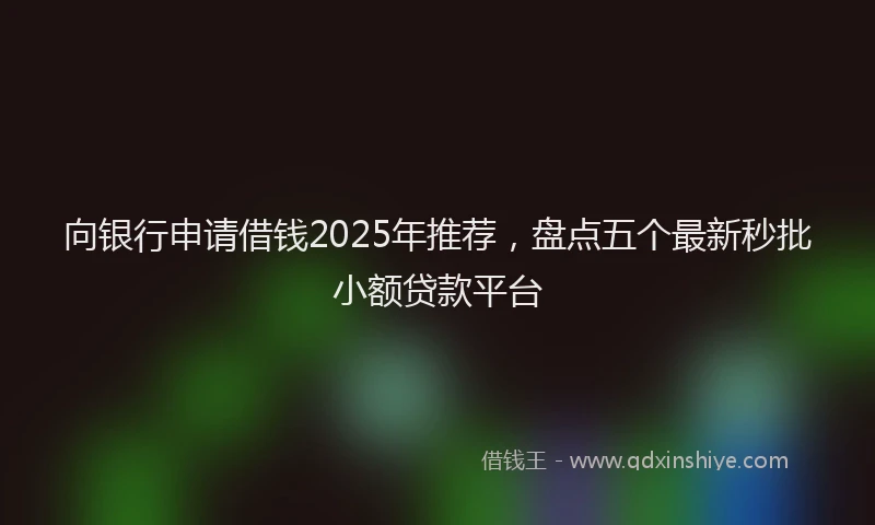 向银行申请借钱2025年推荐，盘点五个最新秒批小额贷款平台