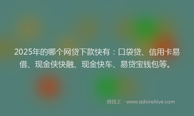 2025年的哪个网贷下款快有：口袋贷、信用卡易借、现金侠快融、现金快车、易贷宝钱包等。