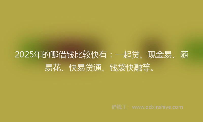 2025年的哪借钱比较快有：一起贷、现金易、随易花、快易贷通、钱袋快融等。