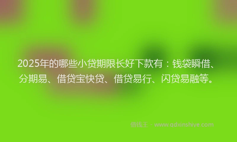 2025年的哪些小贷期限长好下款有：钱袋瞬借、分期易、借贷宝快贷、借贷易行、闪贷易融等。