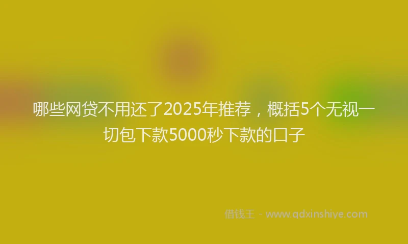 哪些网贷不用还了2025年推荐，概括5个无视一切包下款5000秒下款的口子