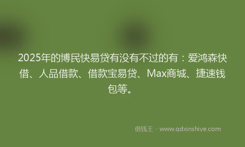 2025年的博民快易贷有没有不过的有：爱鸿森快借、人品借款、借款宝易贷、Max商城、捷速钱包等。