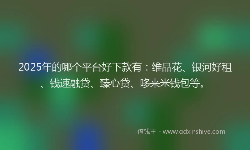 2025年的哪个平台好下款有：维品花、银河好租、钱速融贷、臻心贷、哆来米钱包等。