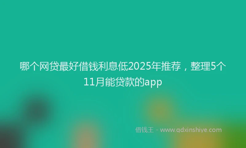 哪个网贷最好借钱利息低2025年推荐，整理5个11月能贷款的app