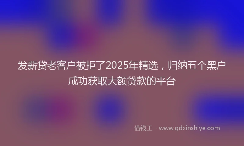 发薪贷老客户被拒了2025年精选，归纳五个黑户成功获取大额贷款的平台