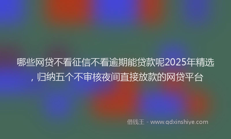哪些网贷不看征信不看逾期能贷款呢2025年精选，归纳五个不审核夜间直接放款的网贷平台