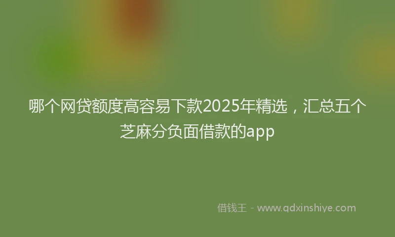 哪个网贷额度高容易下款2025年精选，汇总五个芝麻分负面借款的app