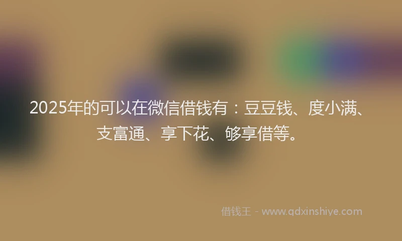 2025年的可以在微信借钱有：豆豆钱、度小满、支富通、享下花、够享借等。