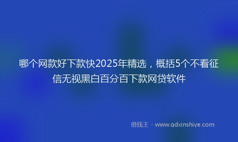 哪个网款好下款快2025年精选，概括5个不看征信无视黑白百分百下款网贷软件