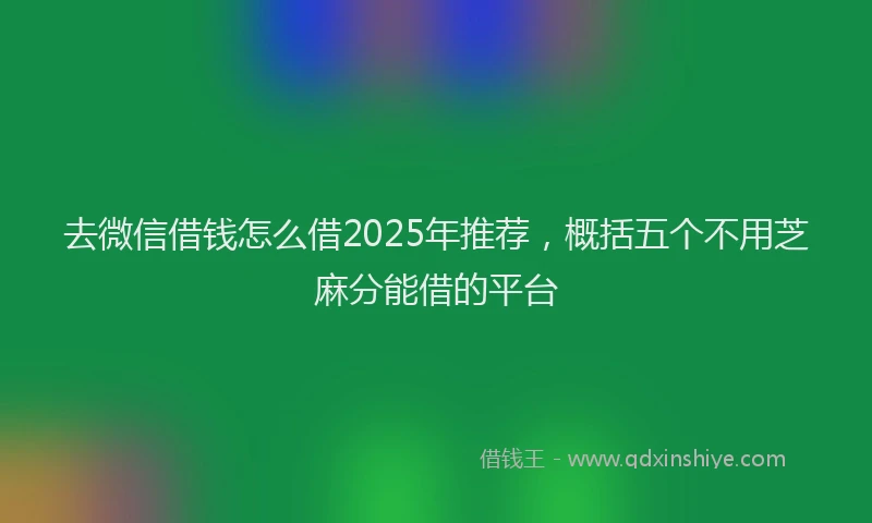 去微信借钱怎么借2025年推荐，概括五个不用芝麻分能借的平台