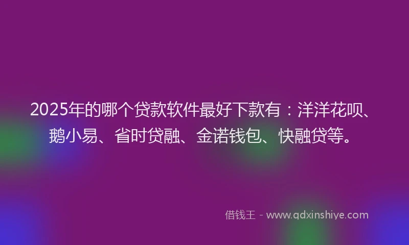 2025年的哪个贷款软件最好下款有：洋洋花呗、鹅小易、省时贷融、金诺钱包、快融贷等。