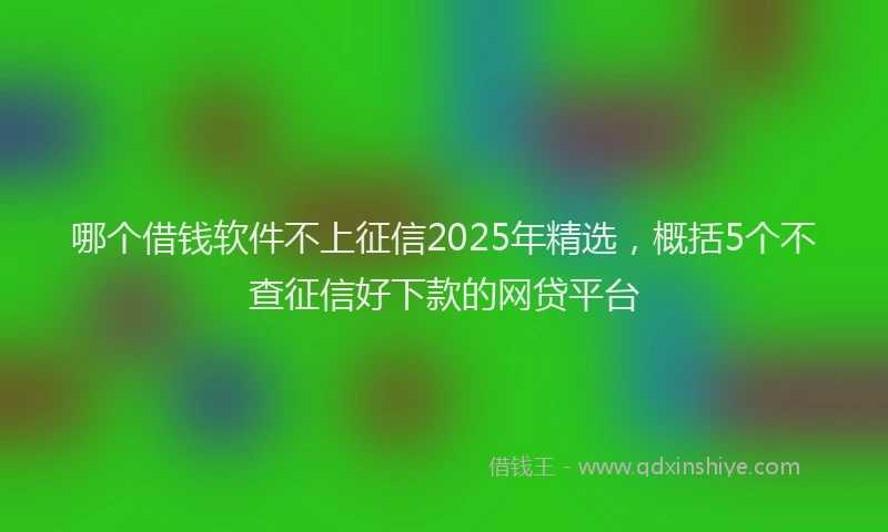 哪个借钱软件不上征信2025年精选，概括5个不查征信好下款的网贷平台