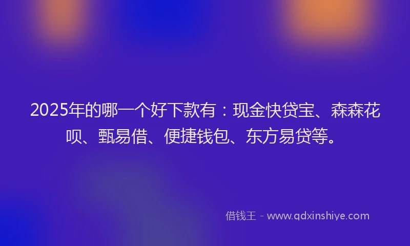 2025年的哪一个好下款有：现金快贷宝、森森花呗、甄易借、便捷钱包、东方易贷等。