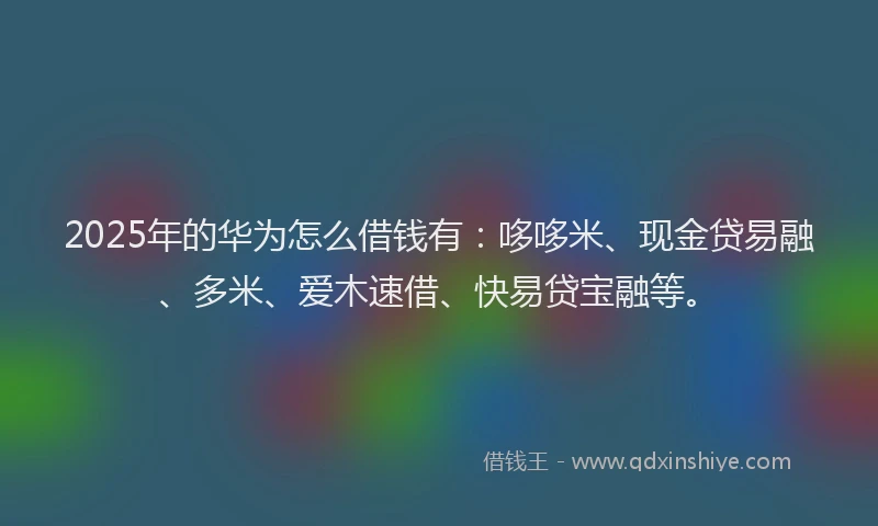 2025年的华为怎么借钱有：哆哆米、现金贷易融、多米、爱木速借、快易贷宝融等。