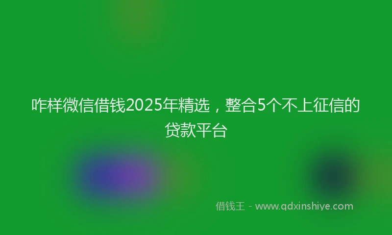 咋样微信借钱2025年精选，整合5个不上征信的贷款平台