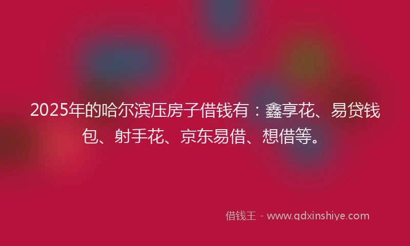 2025年的哈尔滨压房子借钱有：鑫享花、易贷钱包、射手花、京东易借、想借等。