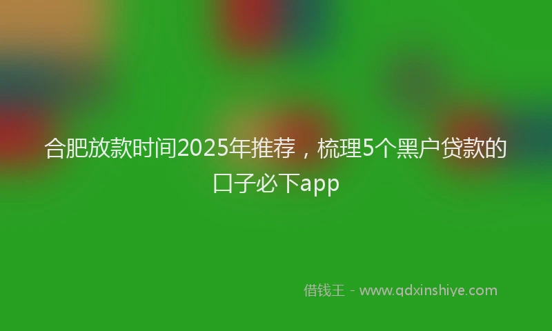 合肥放款时间2025年推荐，梳理5个黑户贷款的口子必下app