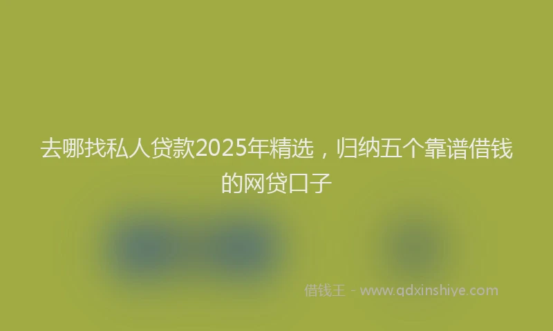 去哪找私人贷款2025年精选，归纳五个靠谱借钱的网贷口子