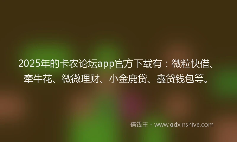 2025年的卡农论坛app官方下载有：微粒快借、牵牛花、微微理财、小金鹿贷、鑫贷钱包等。
