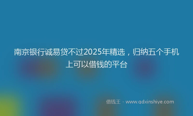 南京银行诚易贷不过2025年精选，归纳五个手机上可以借钱的平台