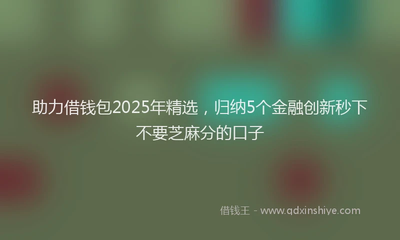助力借钱包2025年精选，归纳5个金融创新秒下不要芝麻分的口子